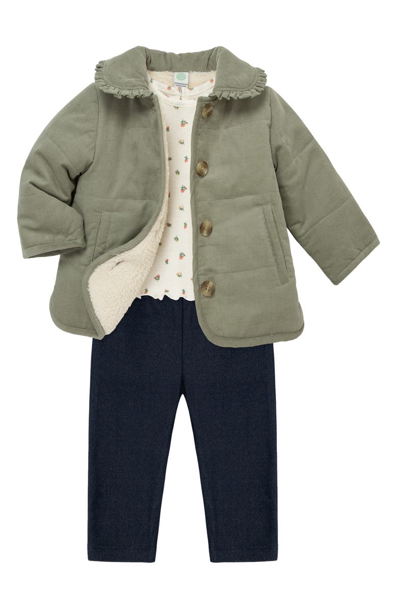 Little Me Corduroy Jacket, T-Shirt & Leggings Set, Main, color, Green