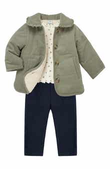 Corduroy Jacket, T-Shirt & Leggings Set