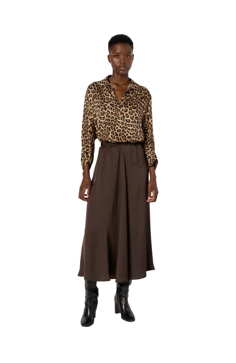 GERARD DAREL Bella Satin Midi Skirt, Alternate, color, Khaki Green