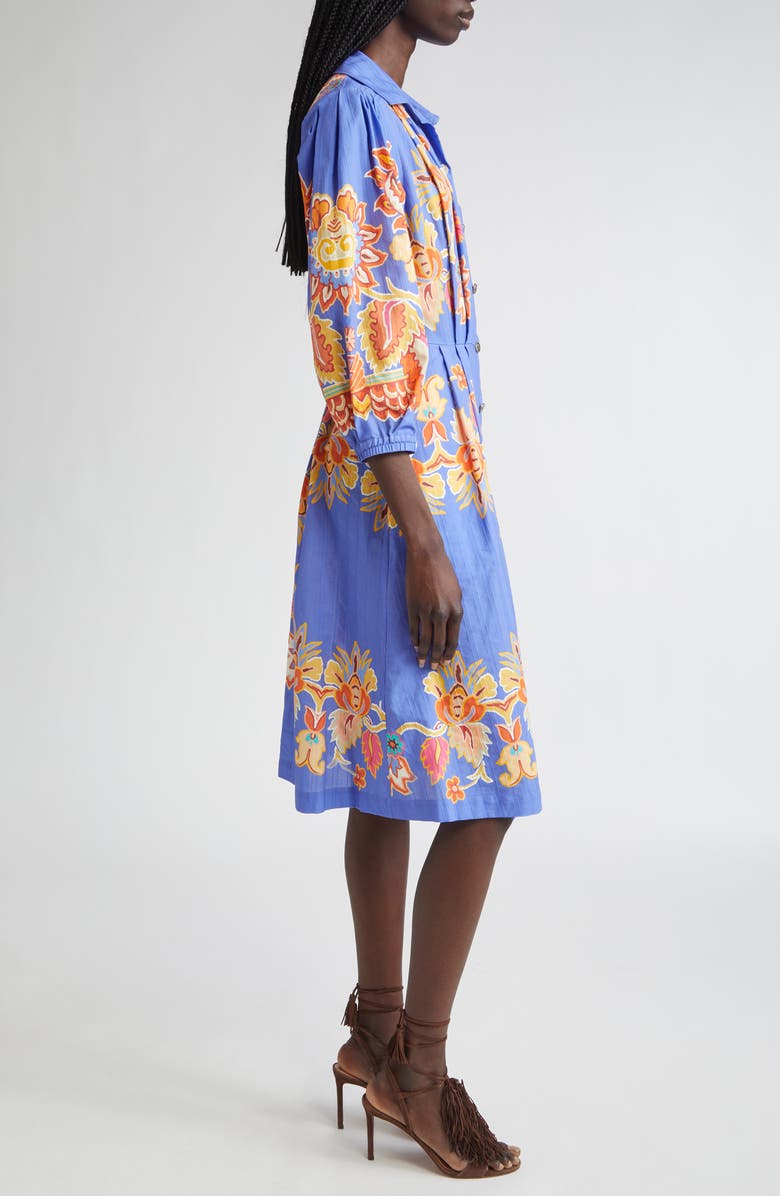 Etro Floral Print Cotton Poplin Shirtdress, Alternate, color, Printed Azure Base