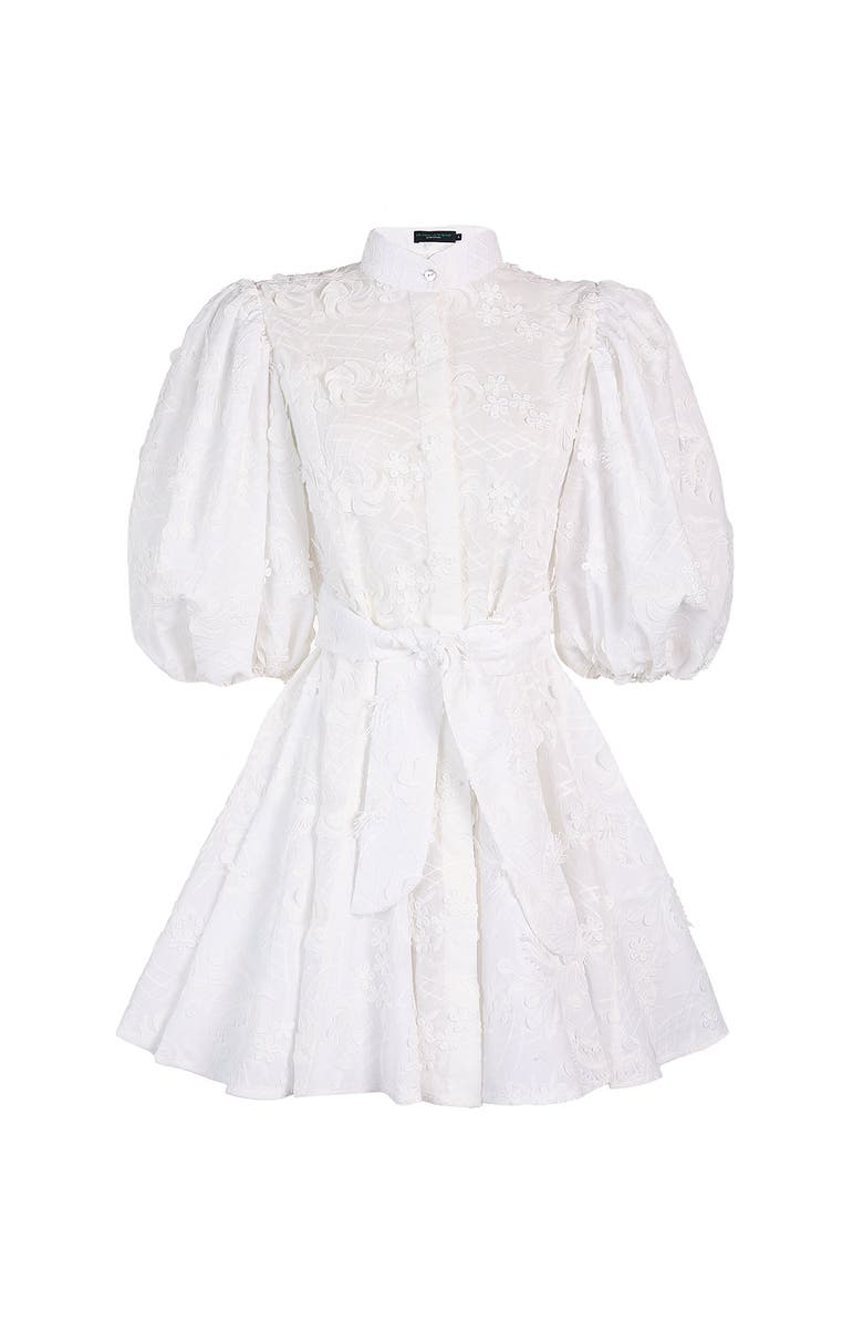 NO PISE LA GRAMA Bromelia Mini Dress, Main, color, Embroidery Garden Off White