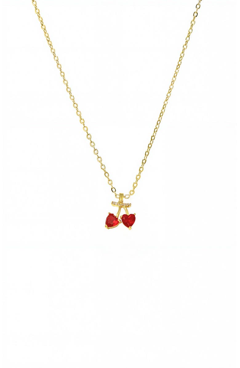 BY ADINA EDEN Red Cherry Hearts Charm Necklace, Main, color, 