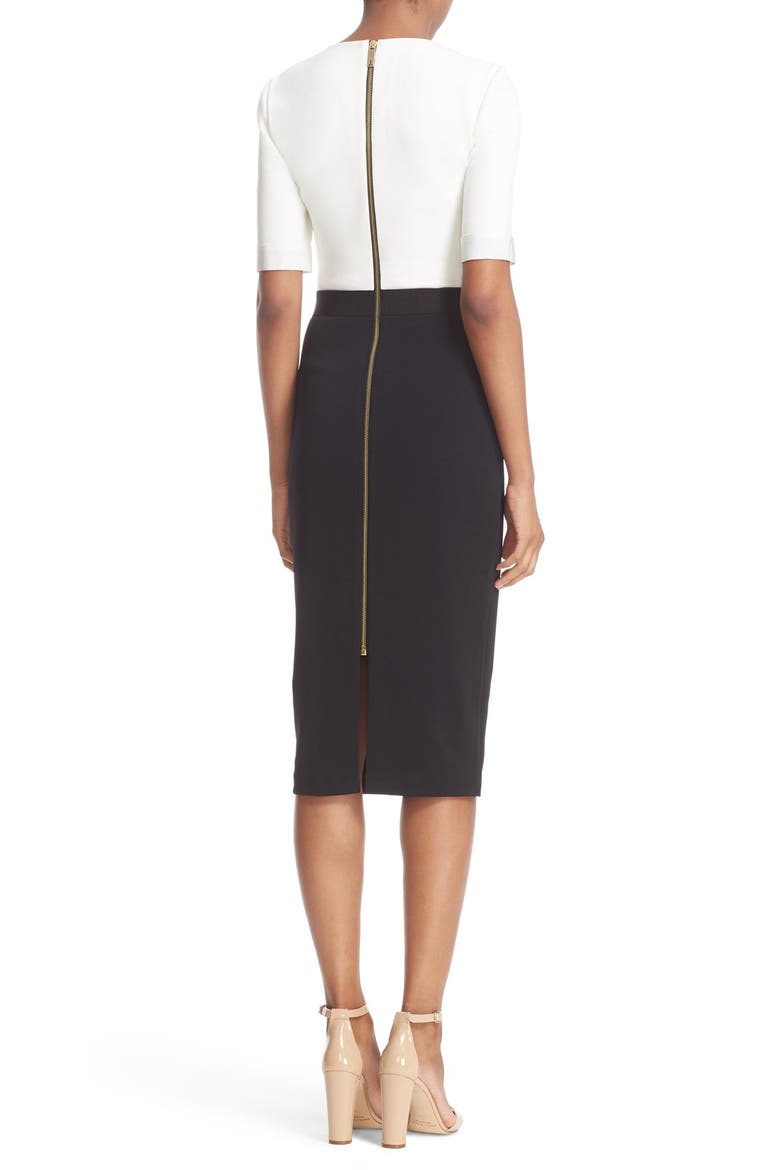 'Wandee' Colorblock D-Ring Sheath Dress, Alternate, color, BLACK/ WHITE