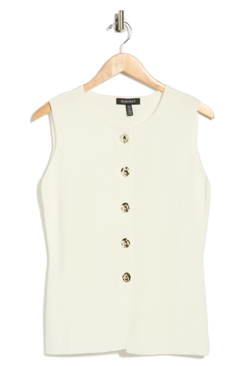 Button Front Sweater Vest, Alternate, color, MARSHMALLOW