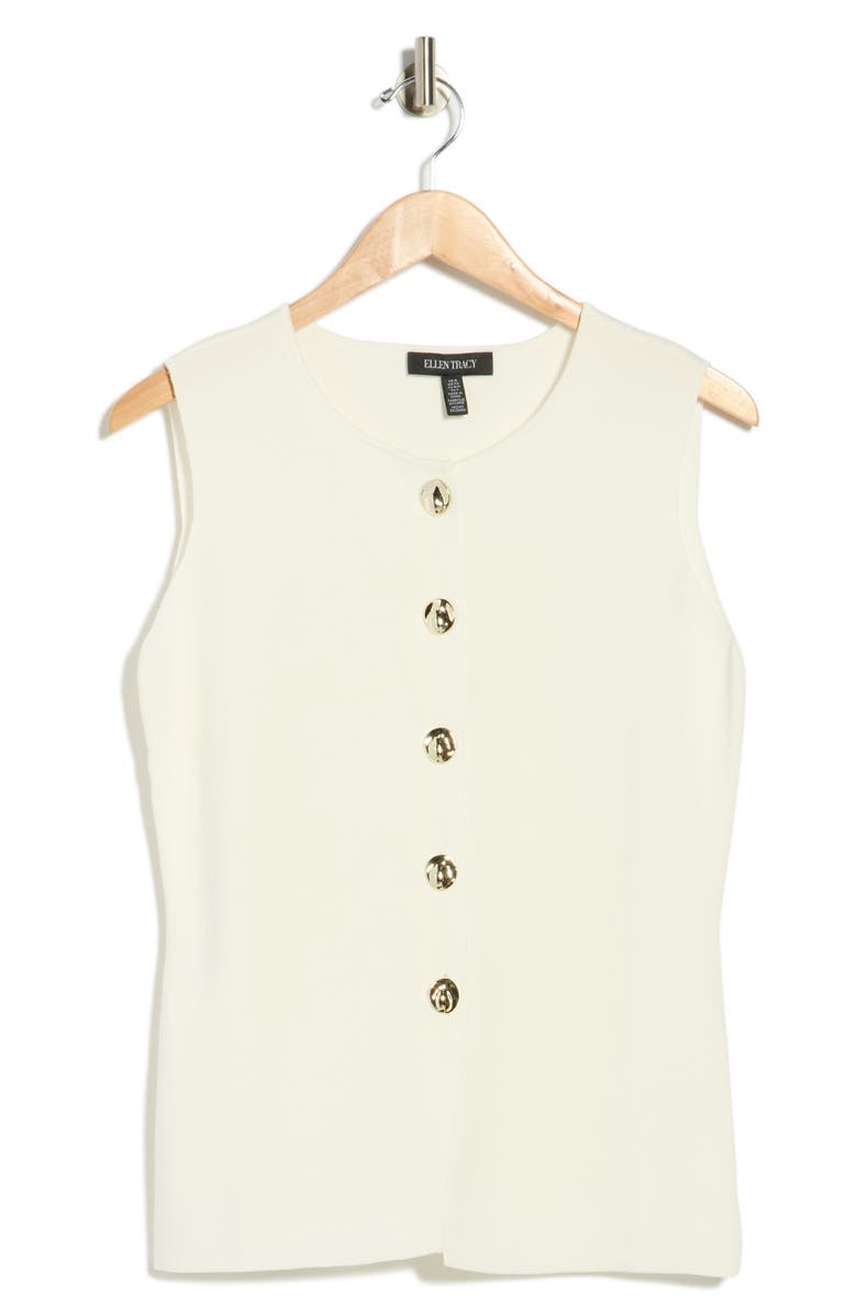 Ellen Tracy Button Front Sweater Vest, Alternate, color, Marshmallow