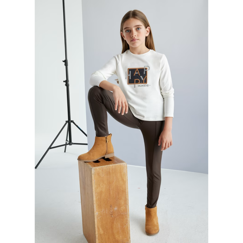 Mayoral Leather-effect Leggings In Brown