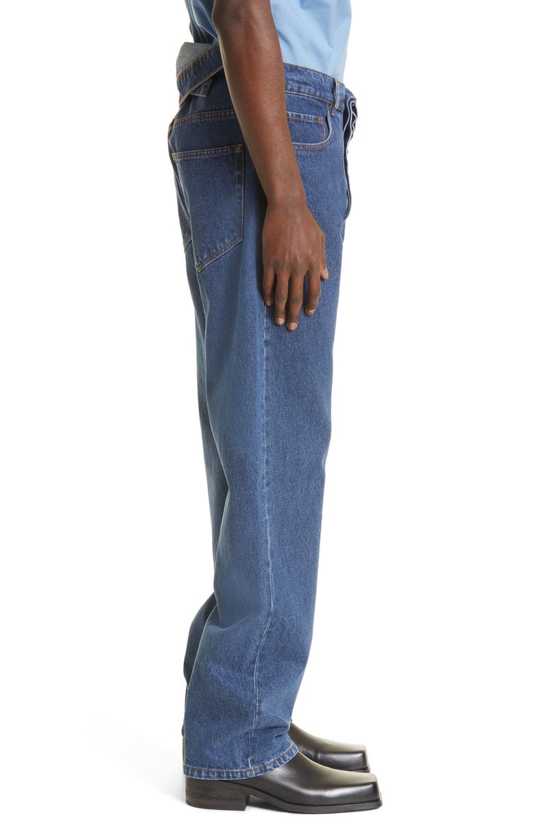 Y/Project Asymmetric Waist Organic Cotton Jeans, Alternate, color, 