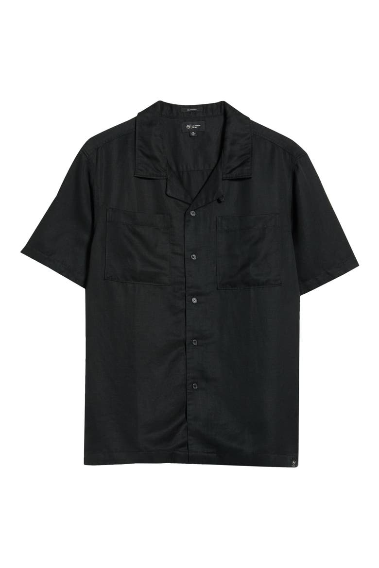 Marco Solid Camp Shirt, Alternate, color, TRUE BLACK