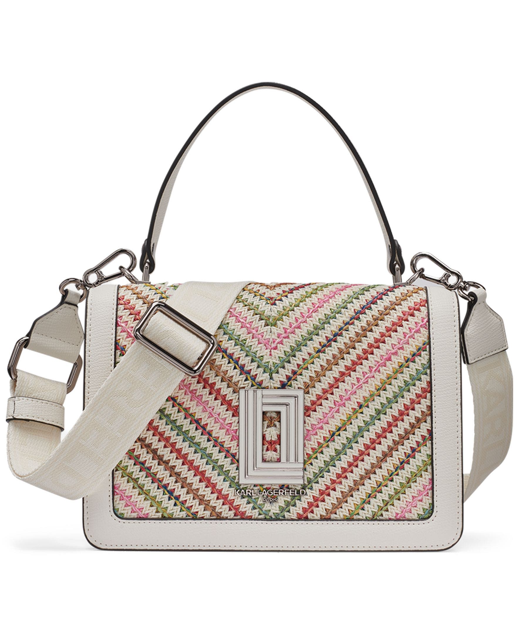 Karl Lagerfeld Paris Simone Chevron Raffia Satchel