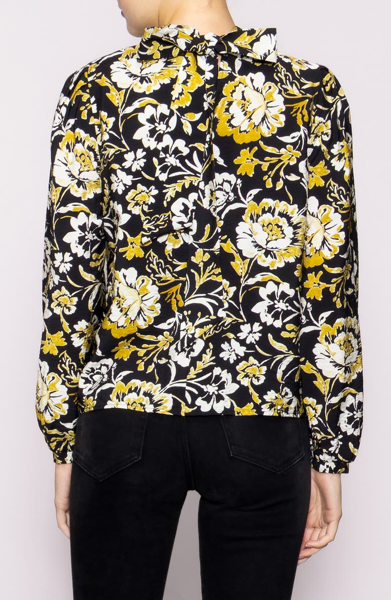 MELLODAY Floral Mock Neck Long Sleeve Top, Alternate, color, Black Multi