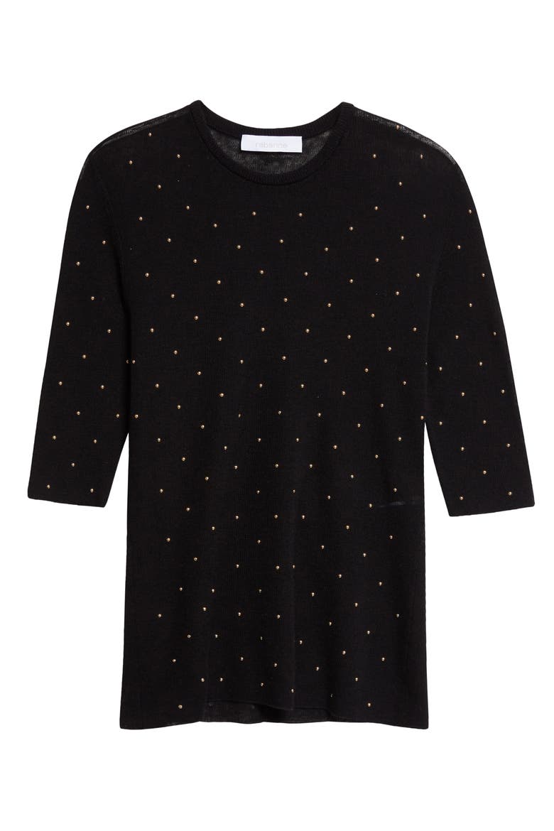 Studded Wool Sweater, Alternate, color, BLACK