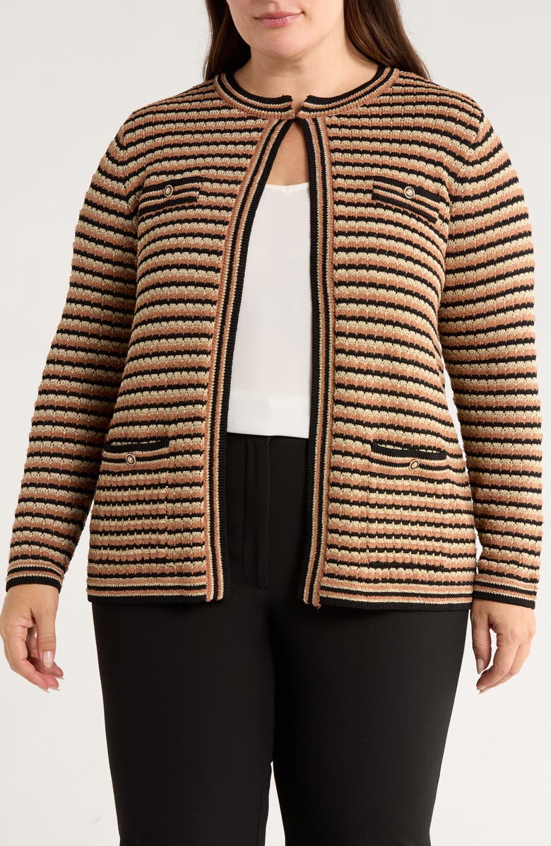 Anne Klein Stripe Kissing Cardigan, Alternate, color, 