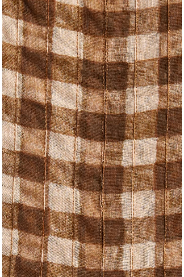 Pleat Cotton Sleeveless Pajamas, Alternate, color, GINGHAM 50'S VOILE BROWN/CREAM