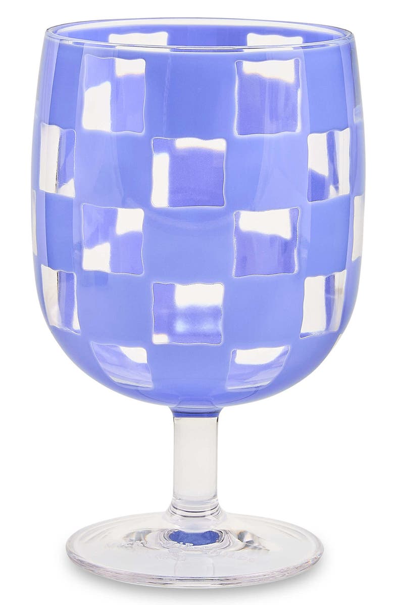 MACKENZIE CHILDS Set of 4 Blue Check Acrylic Water Goblets, Alternate, color, Blue
