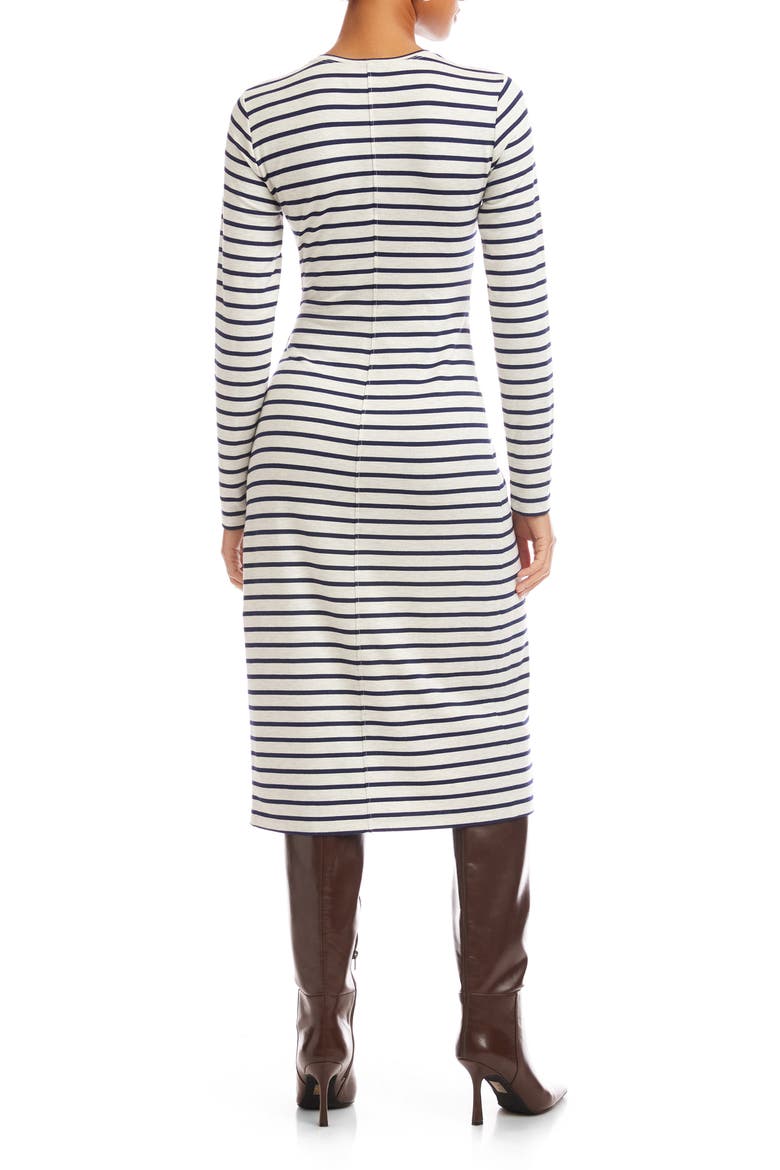 Sadie Stripe Side Drape Midi Dress, Alternate, color, STRIPE