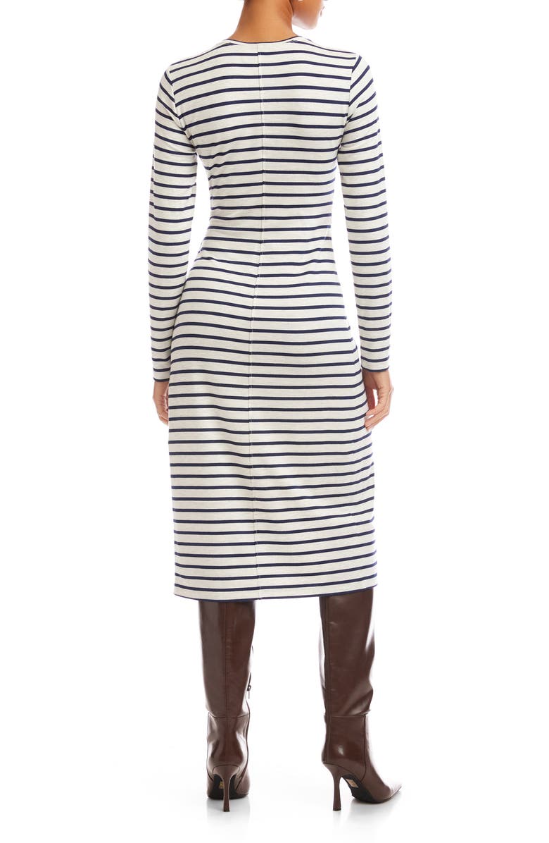 FIFTEEN TWENTY Sadie Stripe Side Drape Midi Dress, Alternate, color, Stripe