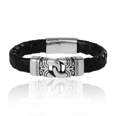 Black Woven Leather Bracelet