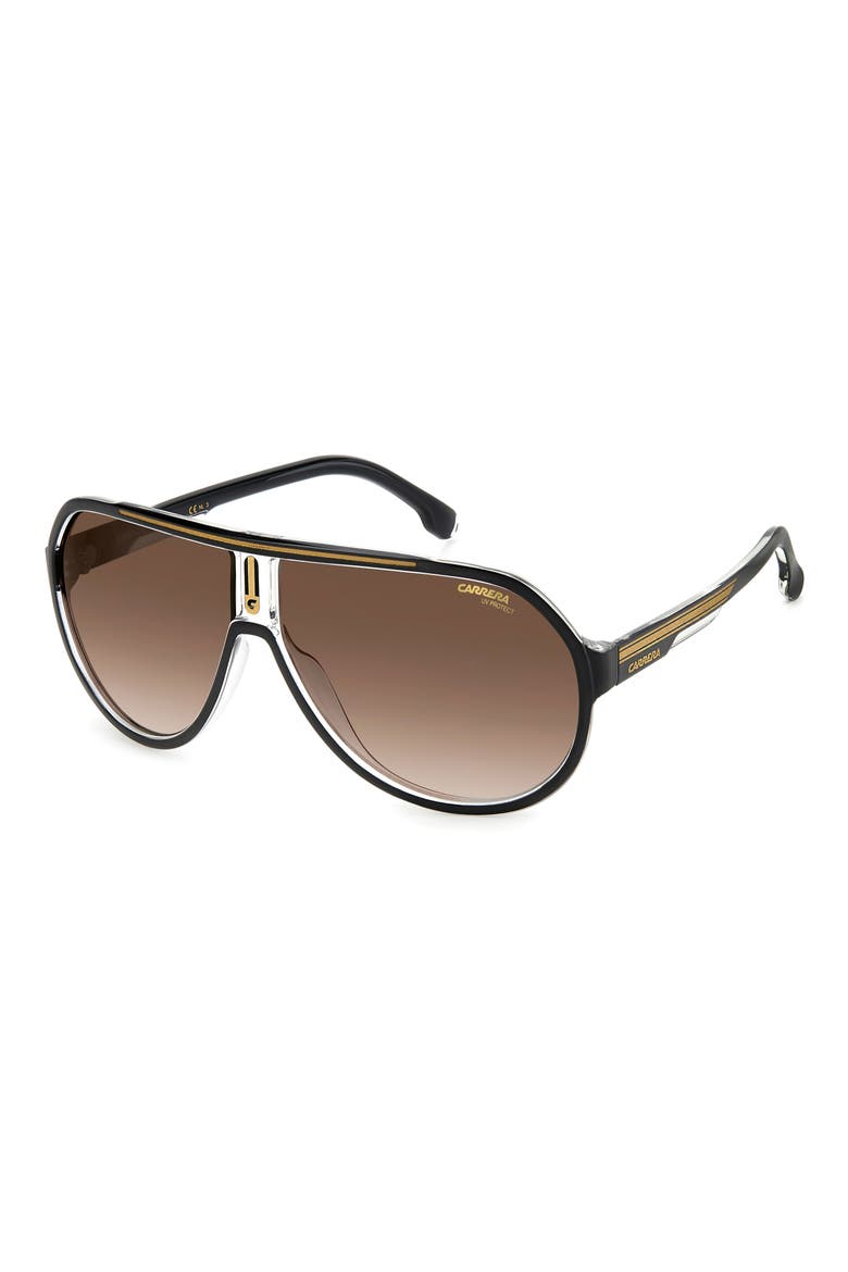64mm Oversize Gradient Aviator Sunglasses, Alternate, color, BLACK GOLD/ BROWN