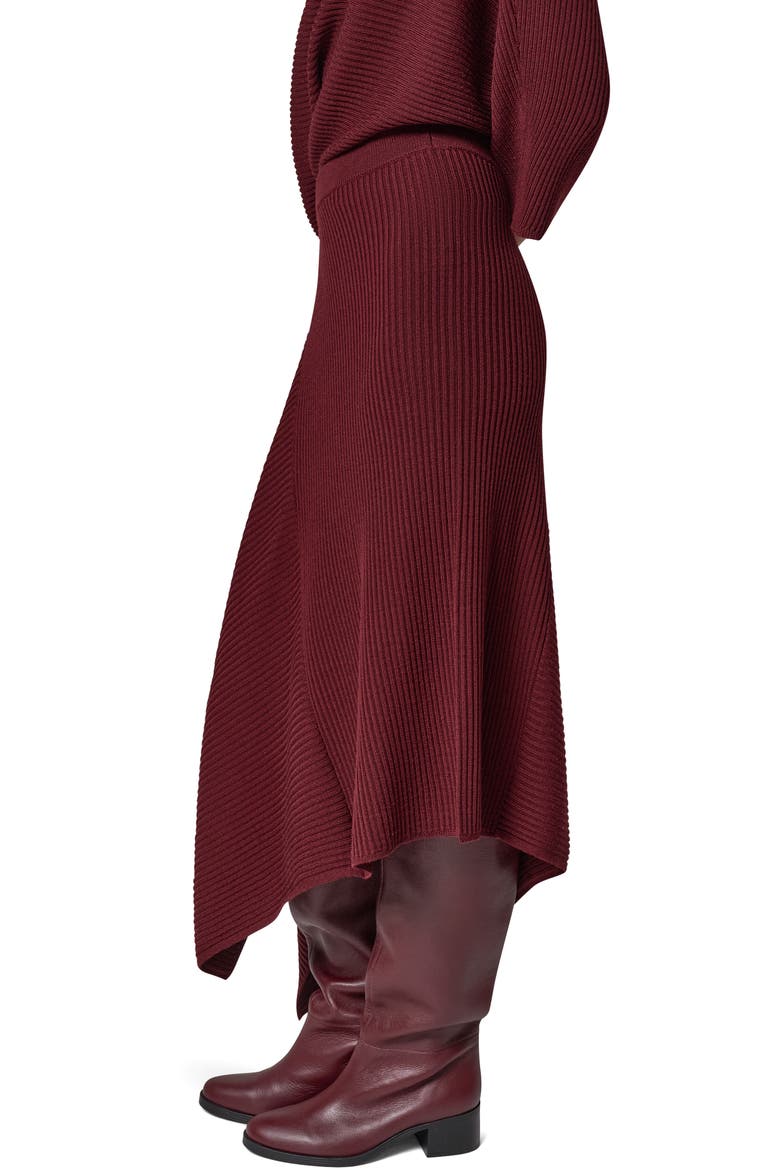 Ruffle Detail Merino Wool Sweater Skirt, Alternate, color, BLK CHERRY
