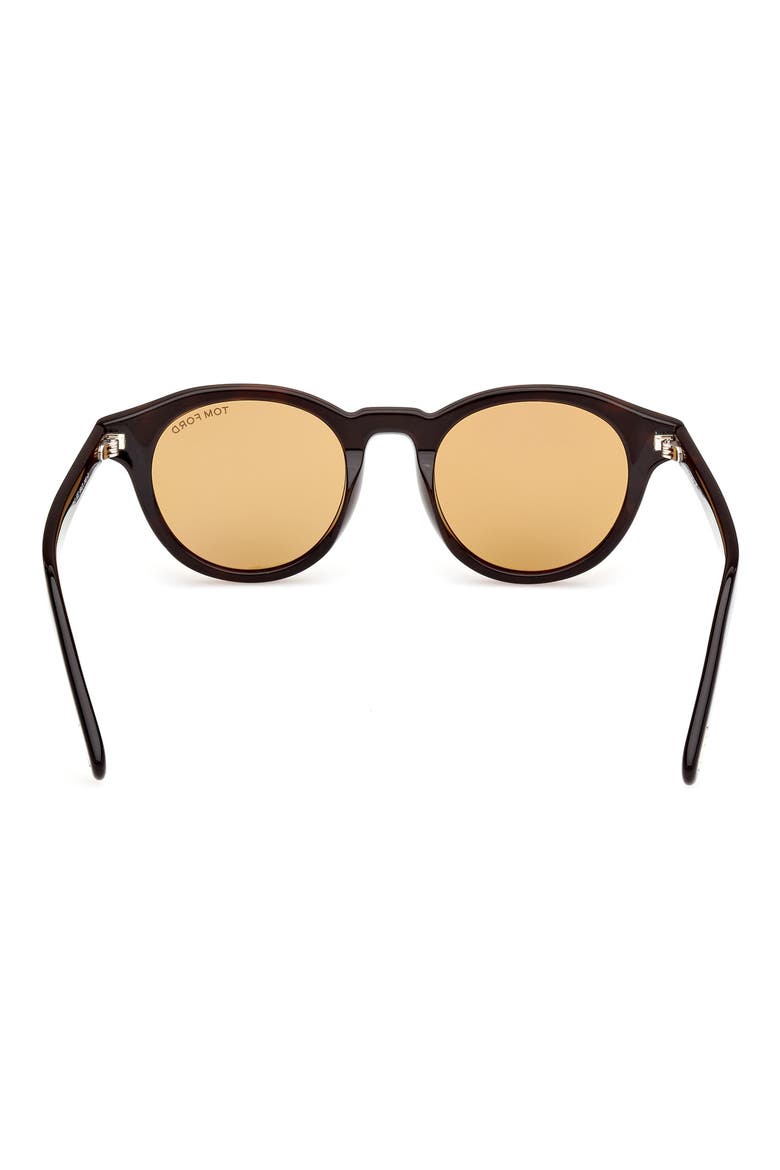 49mm Small Round Sunglasses, Alternate, color, DARK HAVANA / BROWN