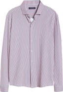 Stone Rose Trim Fit Techno Stretch Stripe Performance Button-Up Shirt