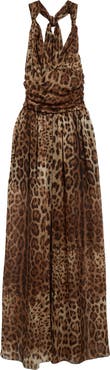 Dolce&Gabbana Leopard Print Silk Chiffon Halter Dress