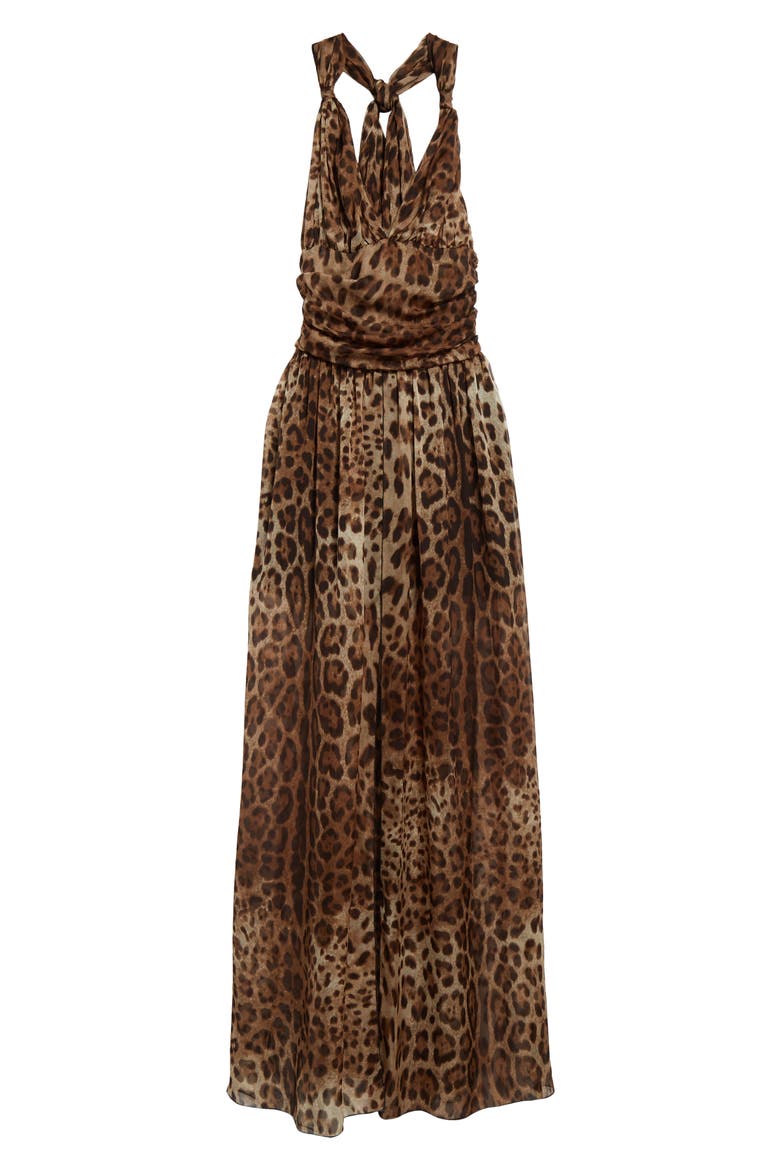 saint laurent leopard-print silk-chiffon maxi dress Saint Laurent Leopard print silk long dress|503163Y352R9773