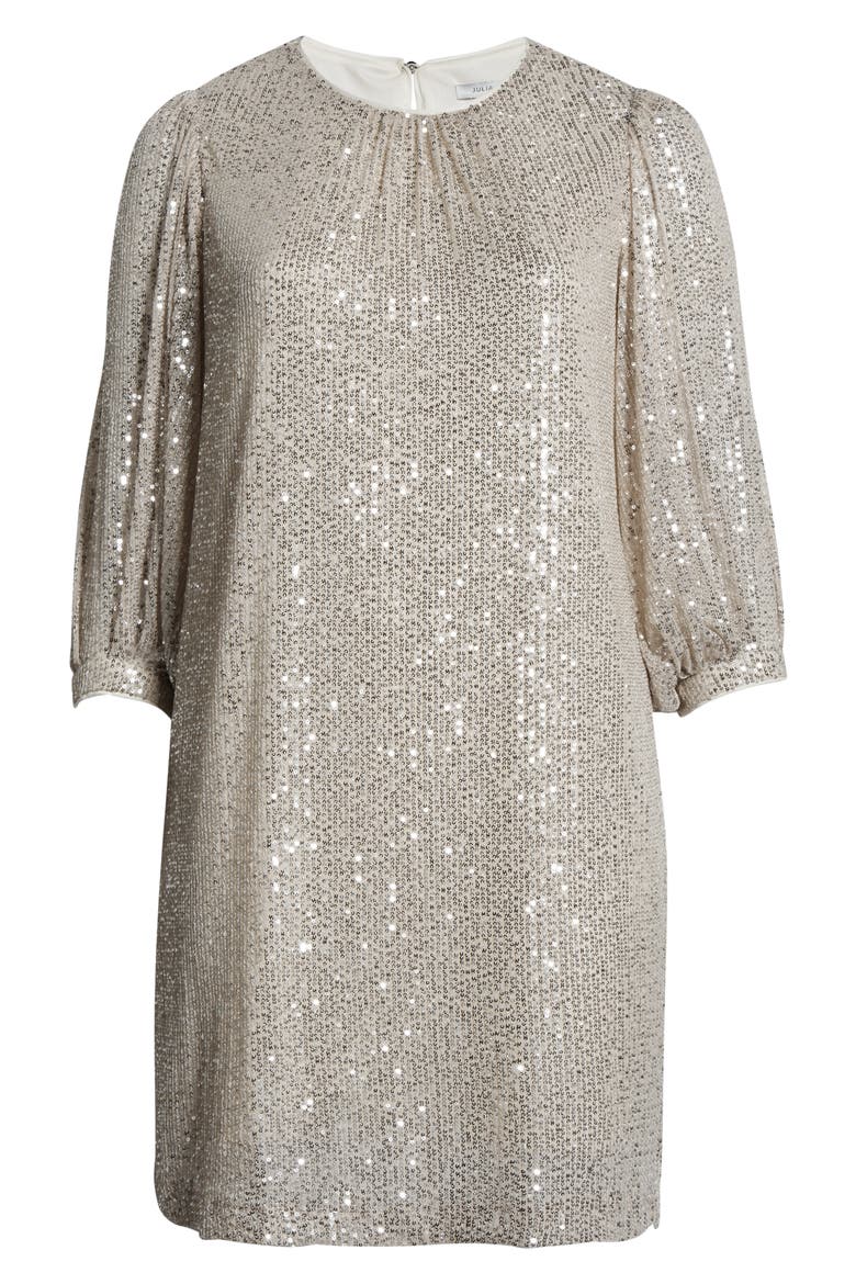 Sequined Sheath Dress, Alternate, color, IVORY SILVER