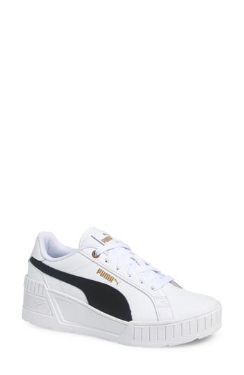 Puma Karmen Wedge Sneaker In  White- Black-gold