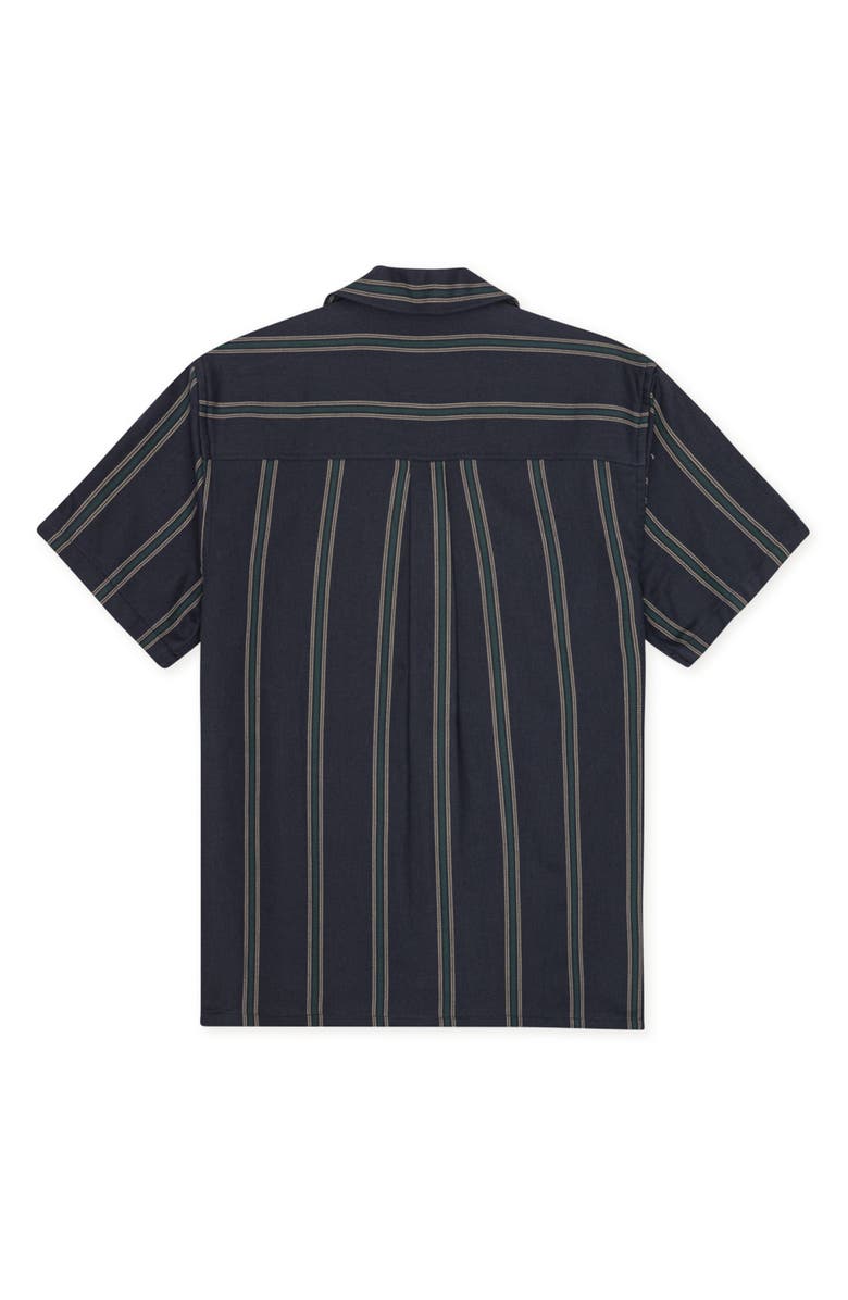 Les Deux Lawson Stripe Camp Shirt, Alternate, color, Dark Navy