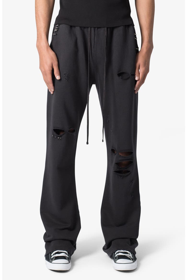 Metal Ring Flare Sweatpants, Main, color, BLACK
