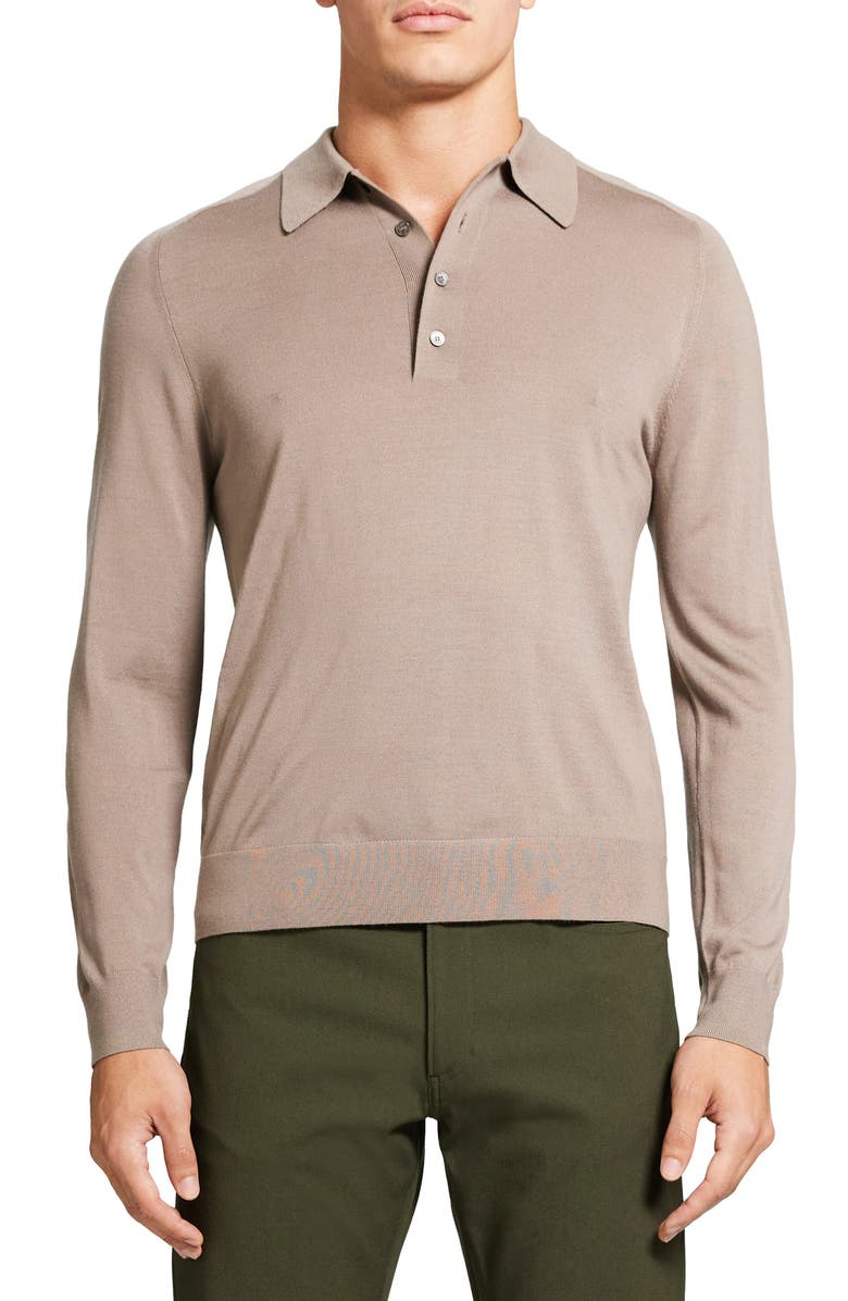 Theory Long Sleeve Wool Polo, Main, color,