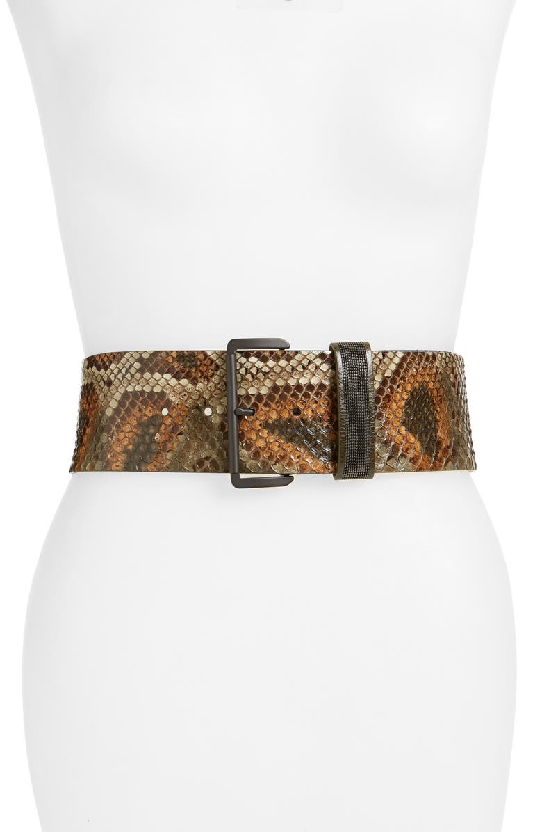 Brunello Cucinelli Genuine Python Belt, Main, color, 