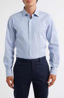 Lorenzo Uomo Trim Fit Textured Pinstripe Stretch Cotton Dress Shirt