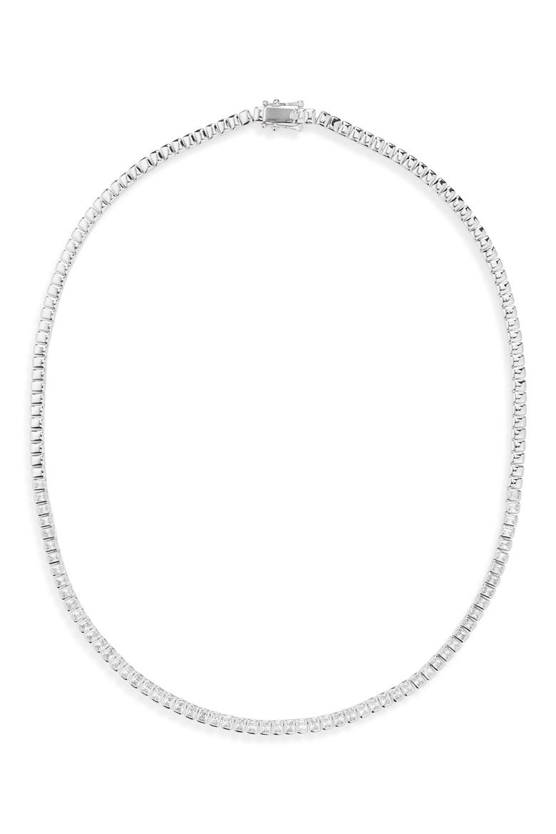 Partial Baguette Cubic Zirconia Frontal Necklace, Main, color, CLEAR- SILVER