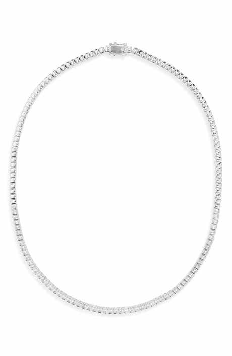 Nordstrom Partial Baguette Cubic Zirconia Frontal Necklace