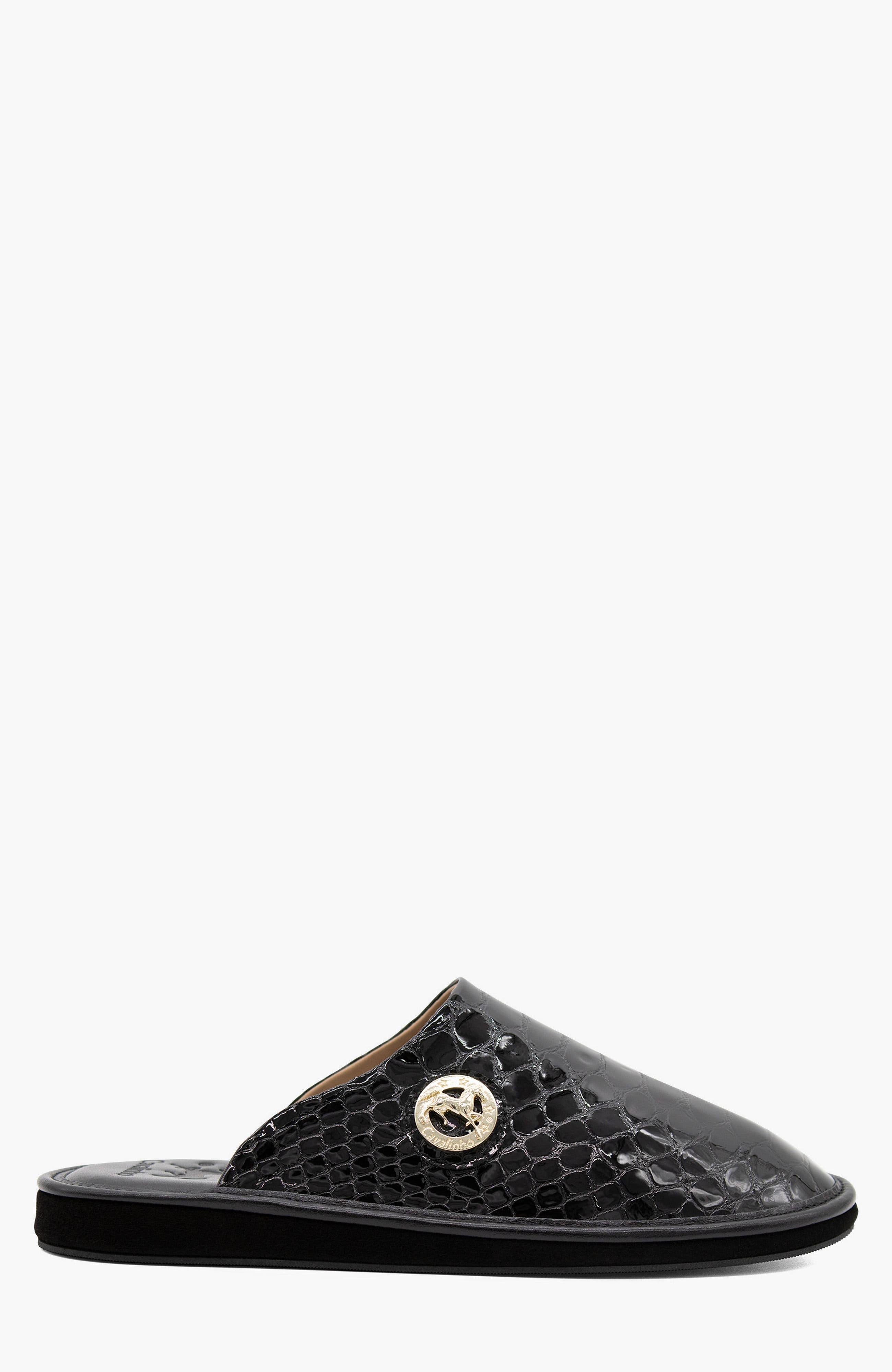 Gallop Patent Leather House Slippers, Main, color, Black