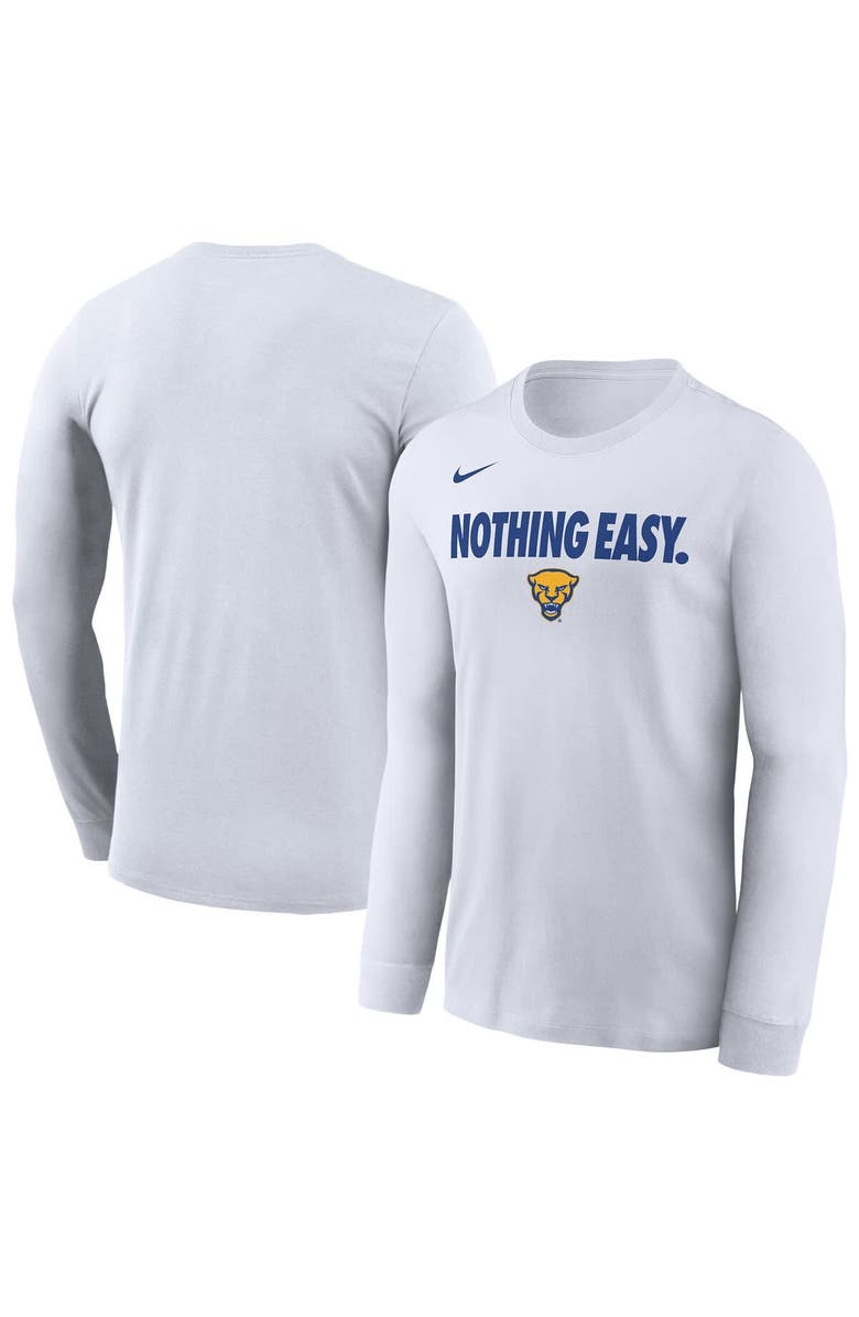 Nike Men's Nike White Pitt Panthers 2025 On-Court Bench Long Sleeve T-Shirt, Alternate, color, 