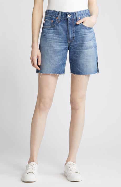 Ex-Boyfriend Raw Hem Mid Length Denim Shorts