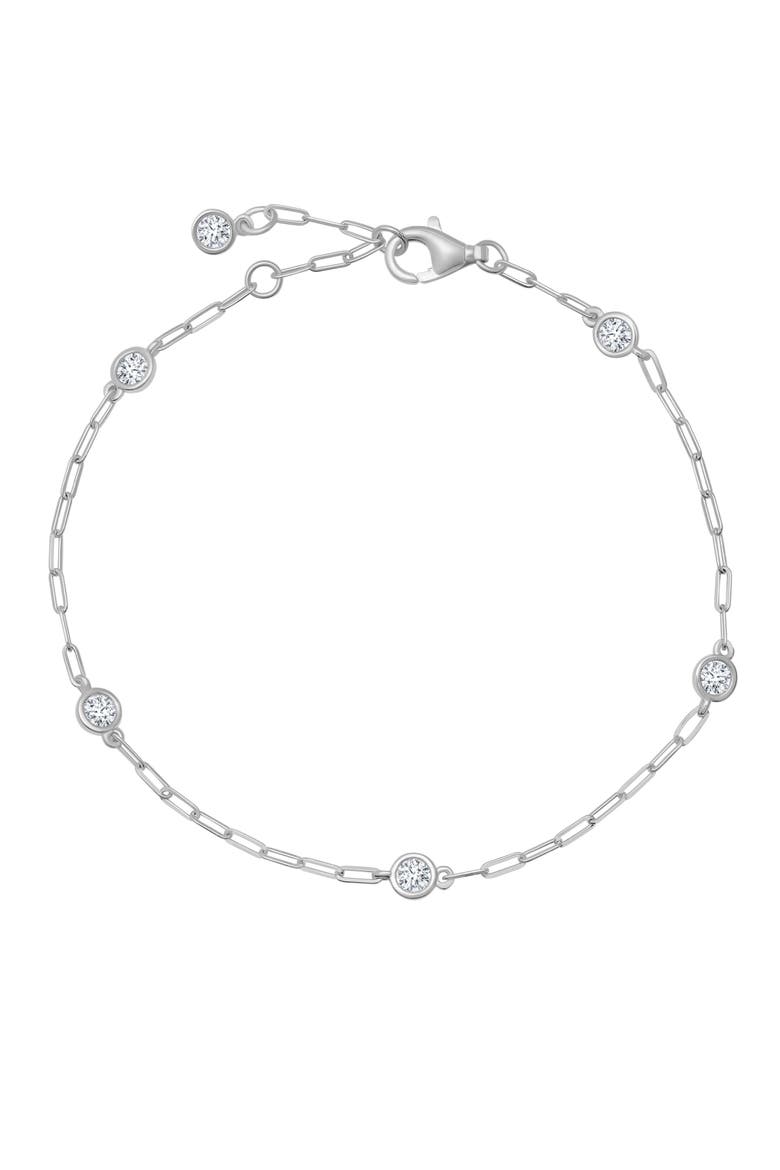 Aura Cubic Zirconia Station Bracelet, Main, color, PURE PLATINUM/ CLEAR STONE