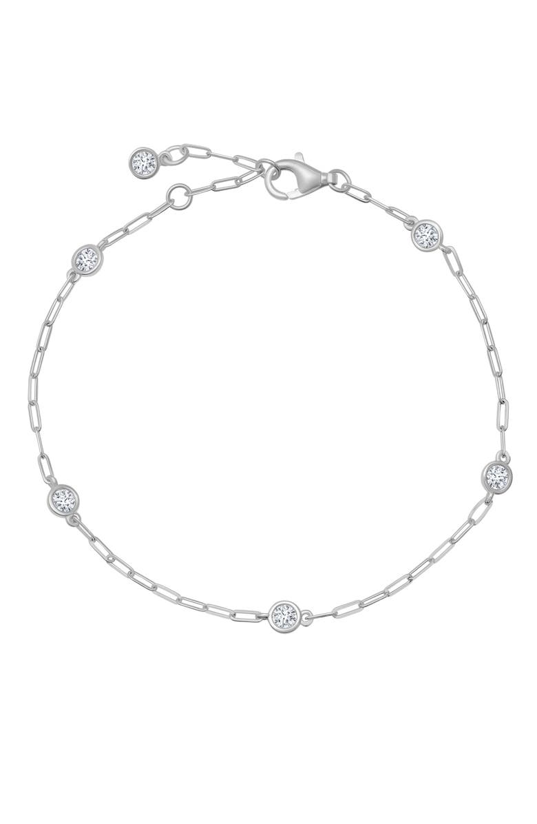 Crislu Aura Cubic Zirconia Station Bracelet, Main, color, Pure Platinum/ Clear Stone