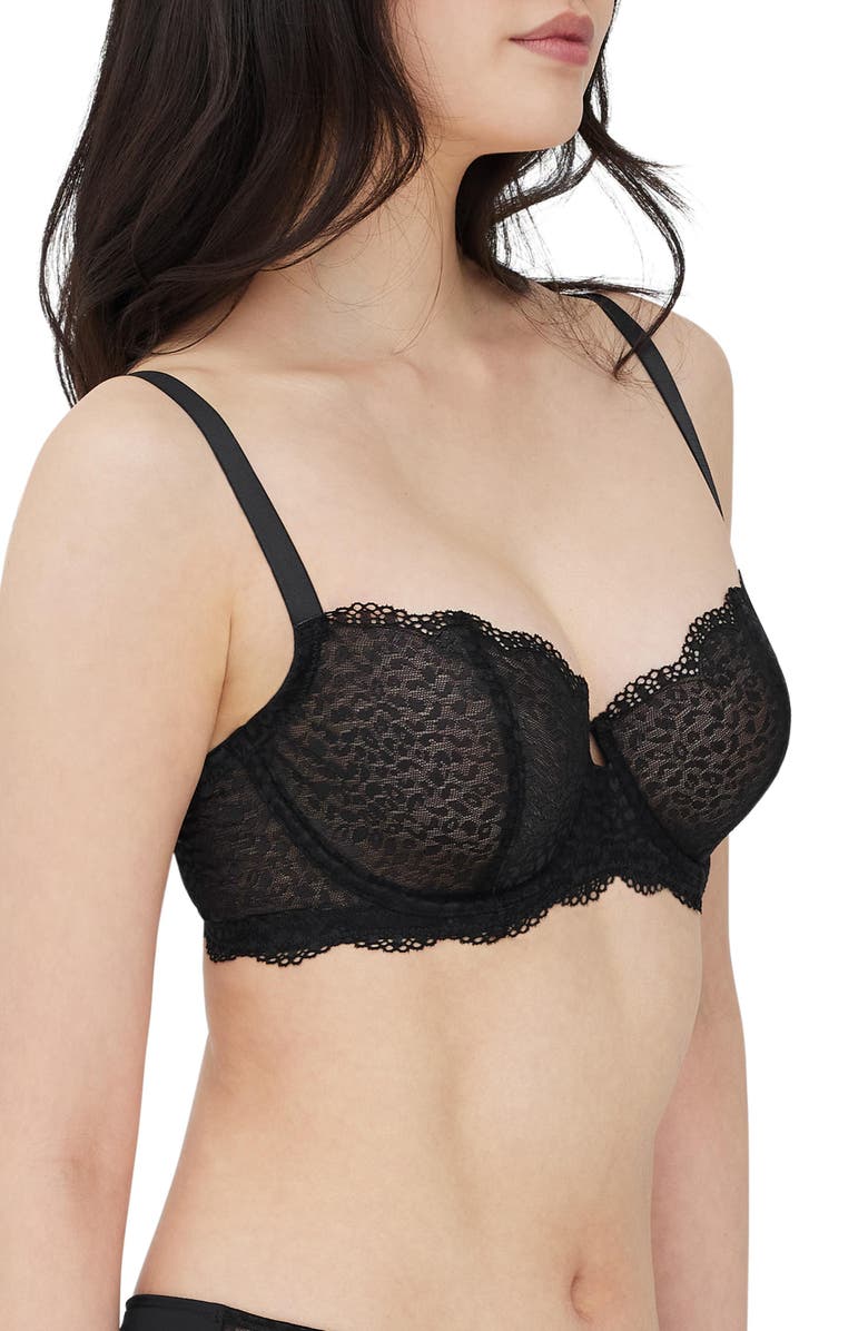 Skarlett Blue Rouse Full Coverage Lace Balconette Bra, Alternate, color, Black