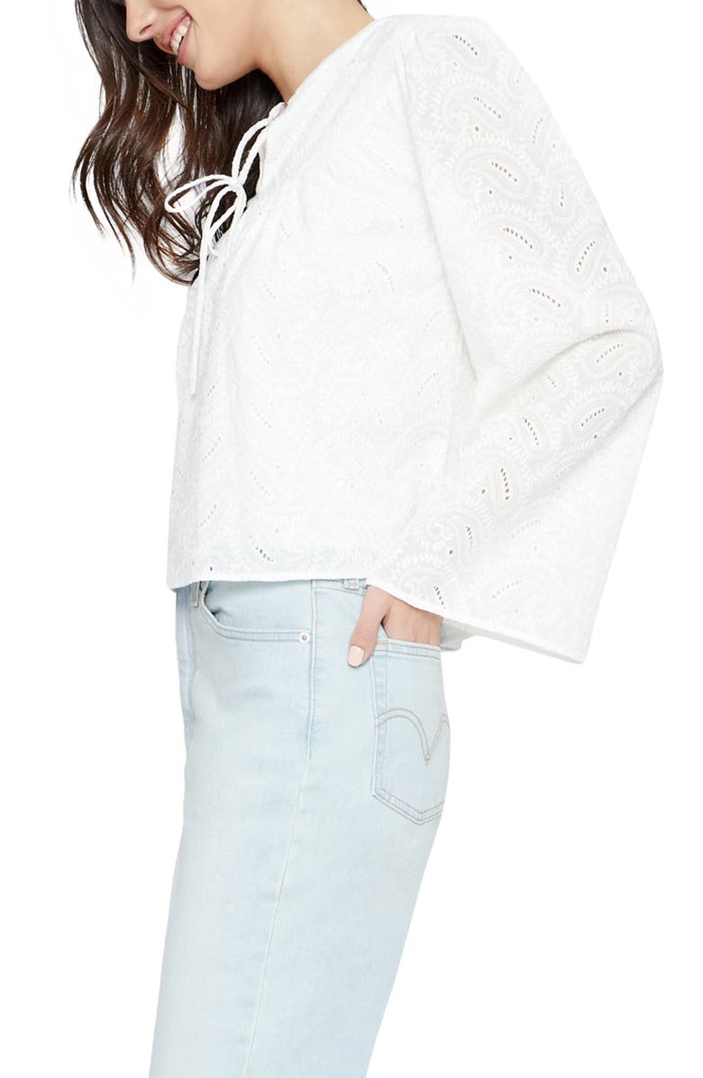 Lost + Wander Love Letters Eyelet Cotton Blouse, Alternate, color,