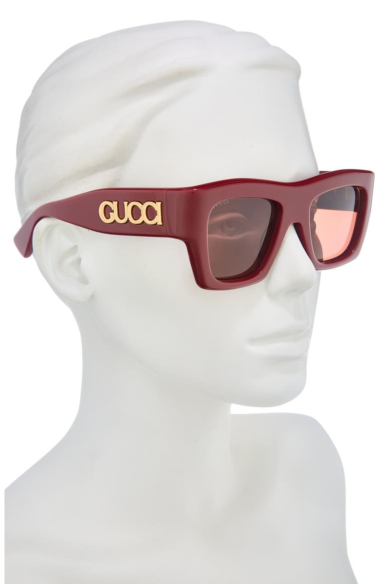 52mm Square Sunglasses, Alternate, color, BURGUNDY BURGUNDY BROWN
