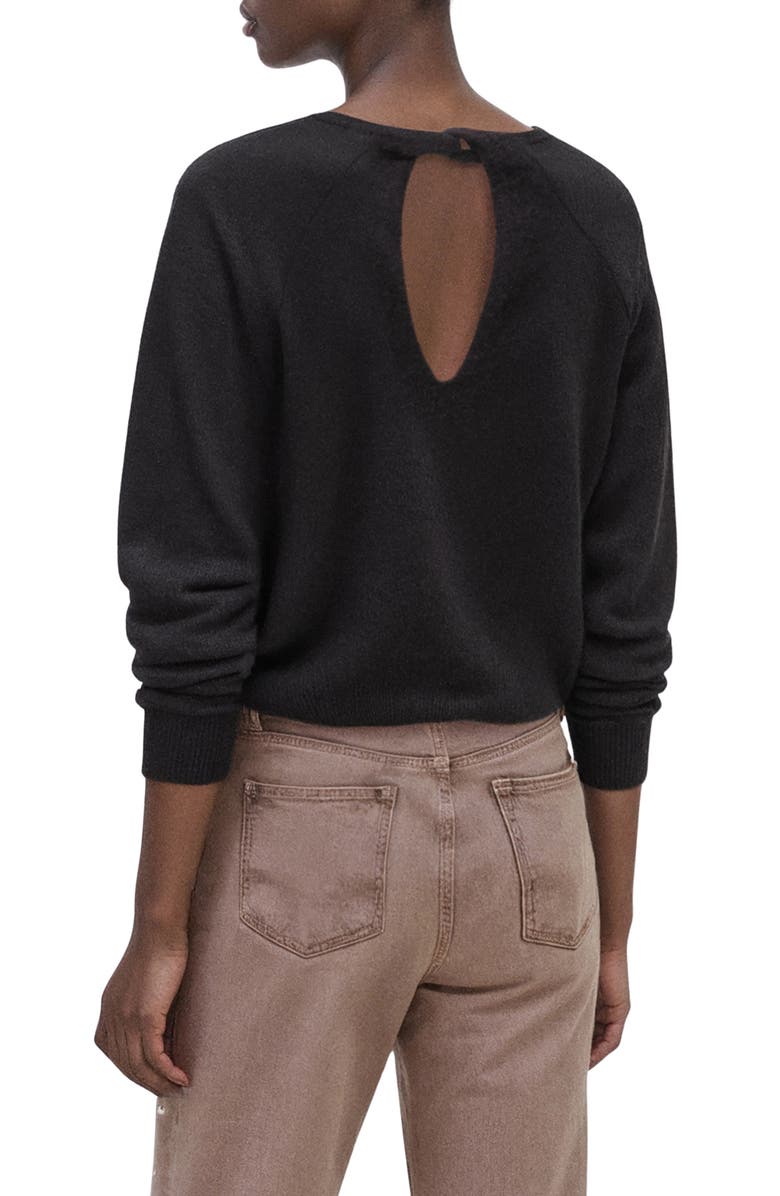 MANGO TEEN Open Back Sweater, Alternate, color, Black