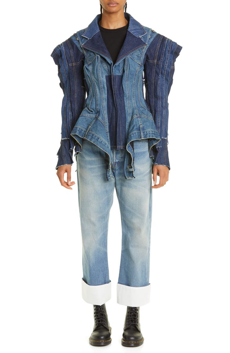 Junya Watanabe Patchwork Denim Jacket, Alternate, color,