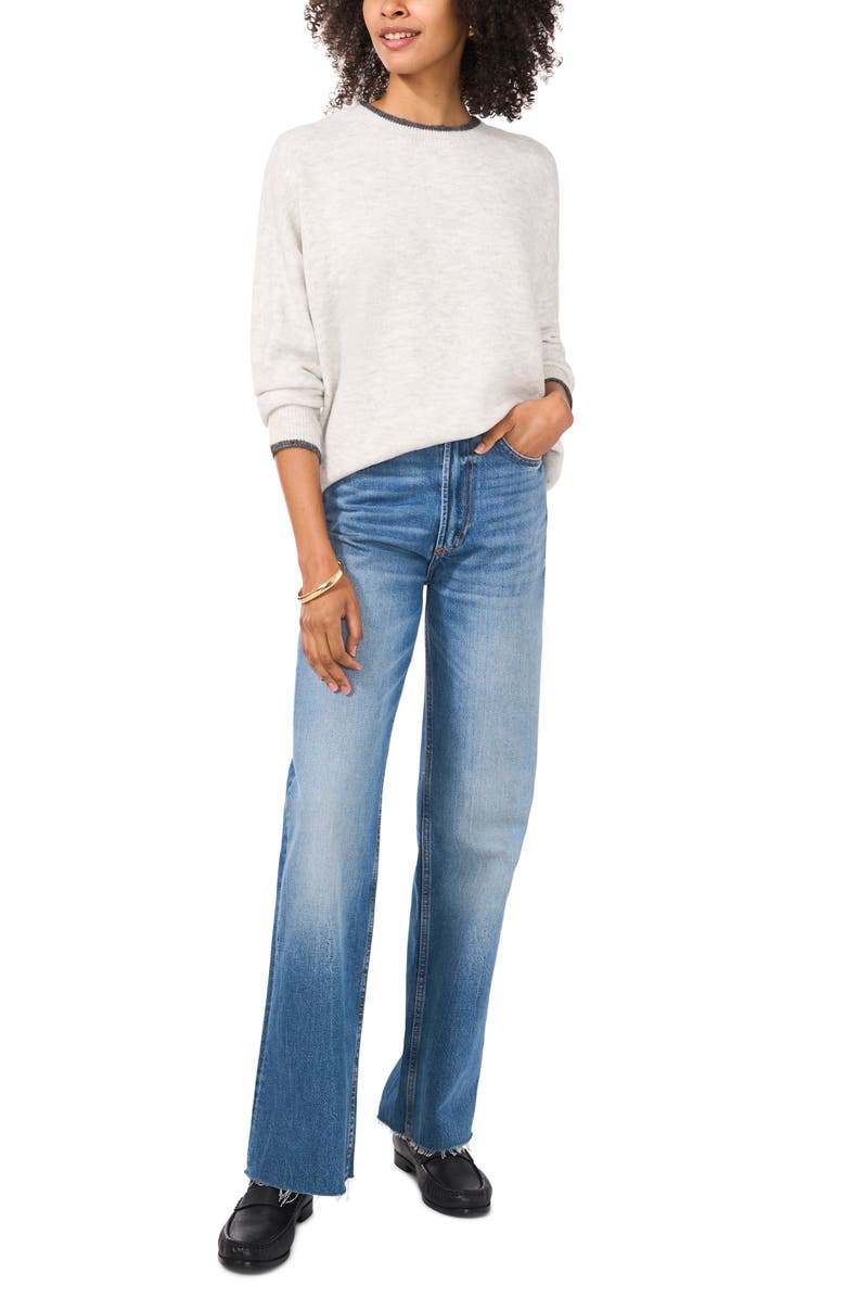 Vince Camuto Tipped Crewneck Sweater, Alternate, color, Silver Hthr