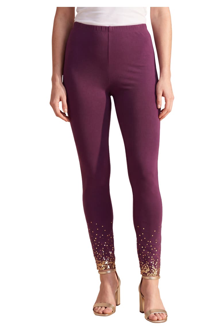 Embellished Leggings, Main, color, BERRY ROSE SEQUIN