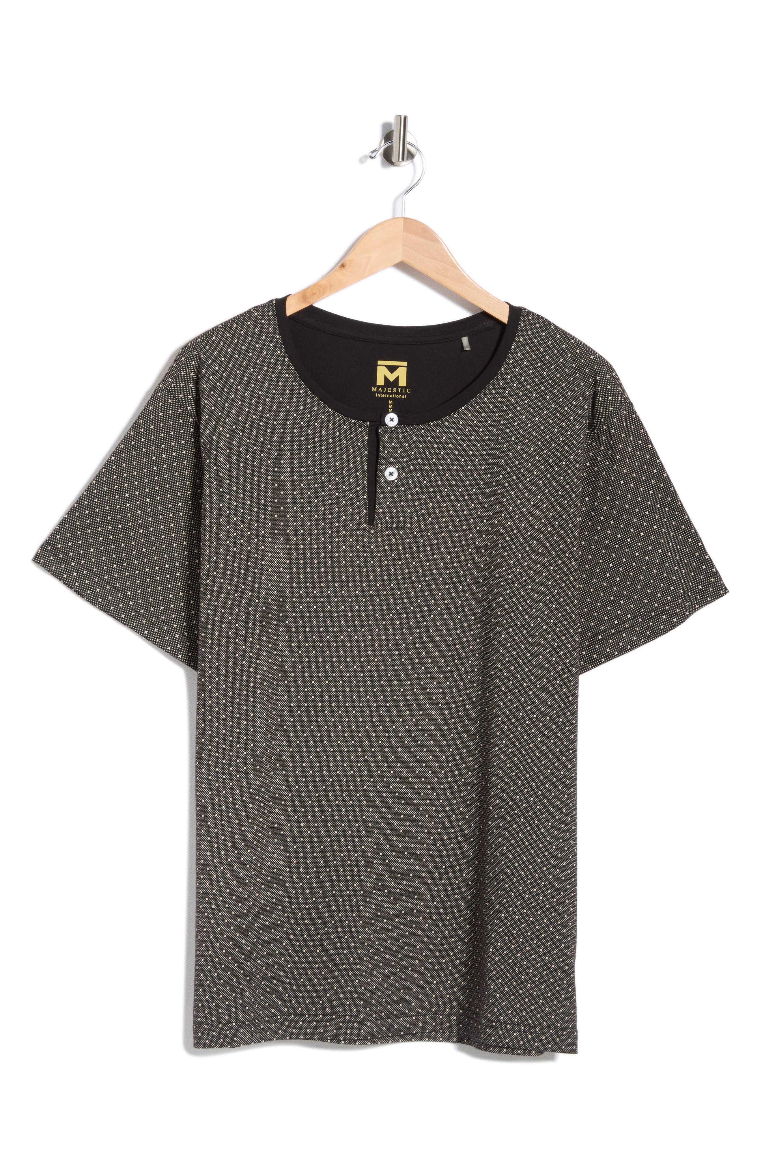 Majestic International Short Sleeve Cotton Henley