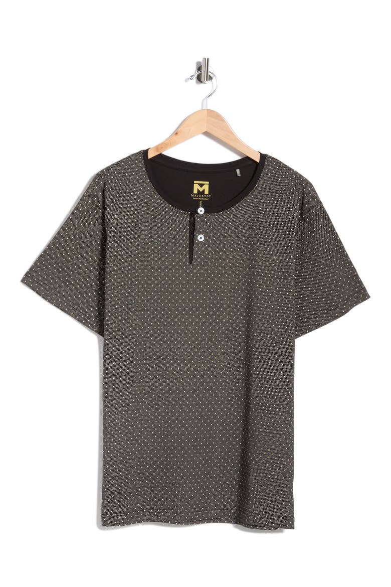 Short Sleeve Cotton Henley, Alternate, color, BLACK DOT
